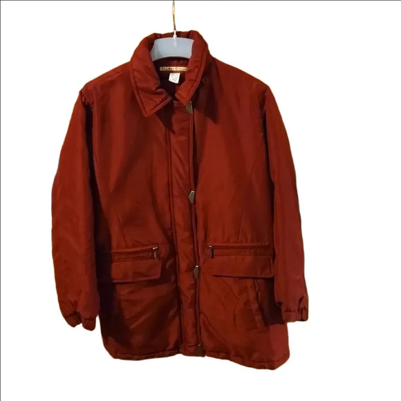 Tudor Court Warm Winter Filled Jacket Burgundy 4-pocket Snap Zip Women size M - Picture 1 of 14